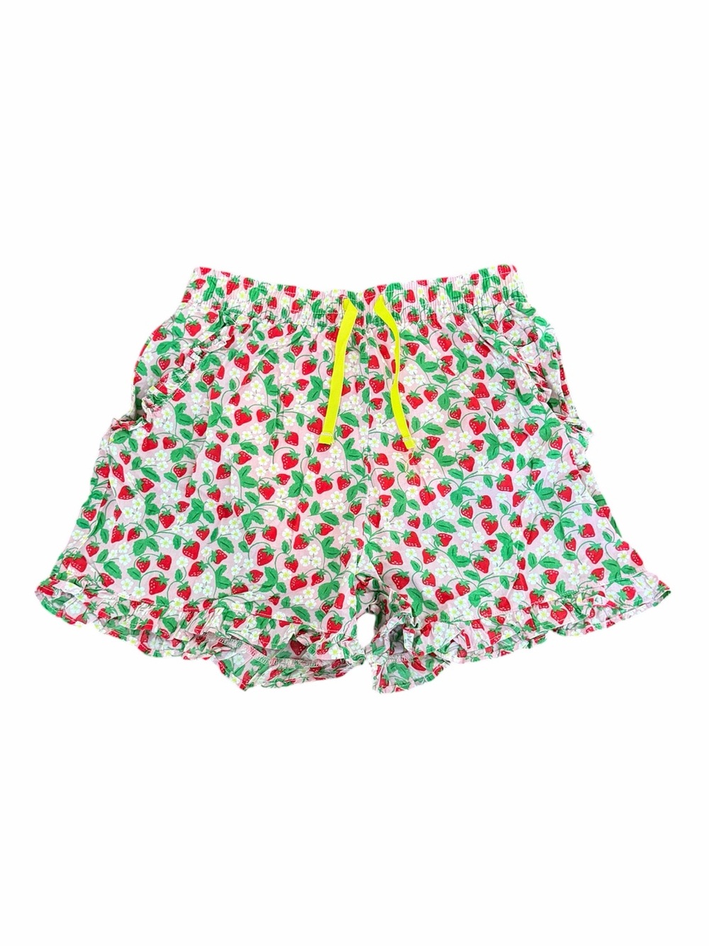 Mini Boden (13y) Strawberry Print Ruffle Shorts